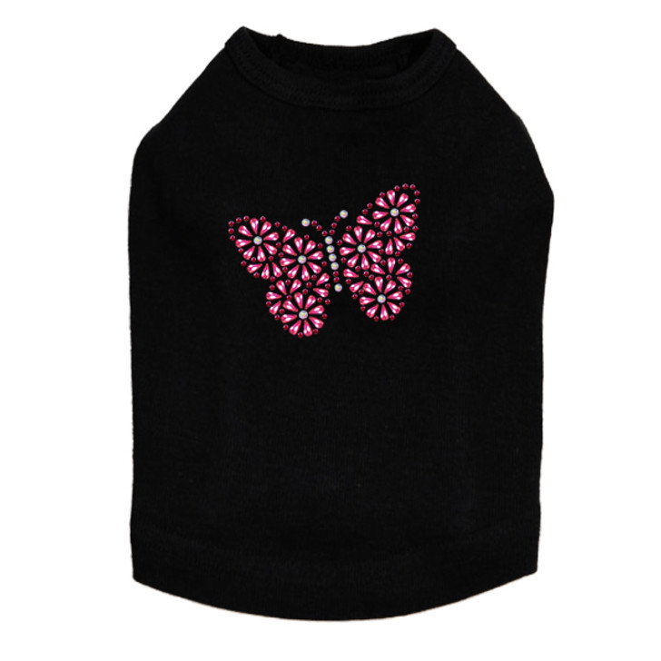 Pink Nailhead Butterfly dog tank for small and large dogs.