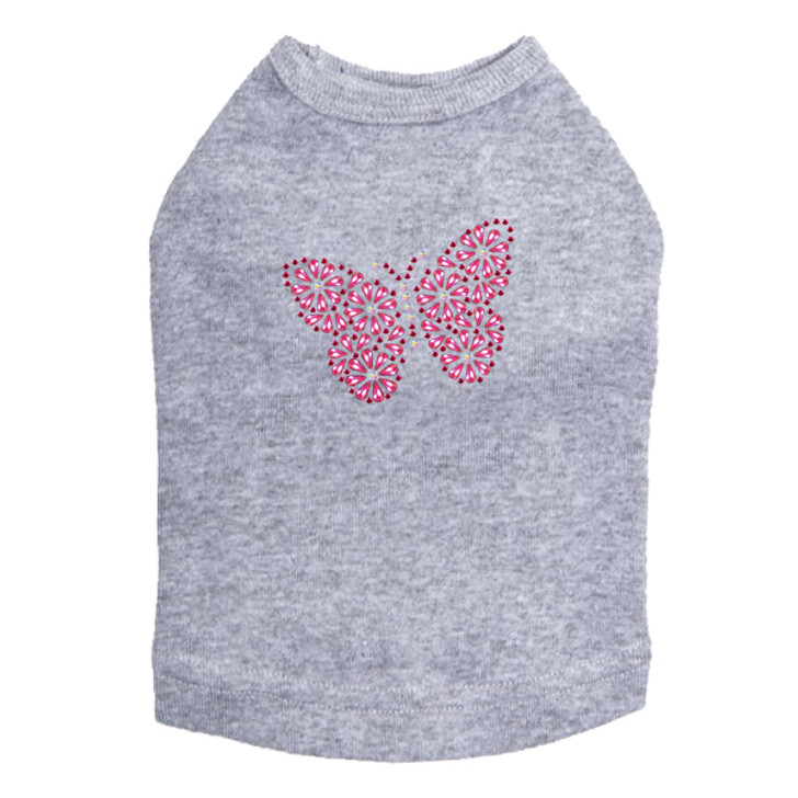 Pink Nailhead Butterfly dog tank for small and large dogs.