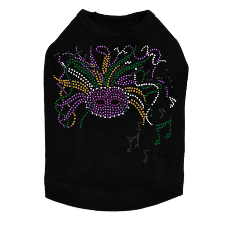 Mardi Gras mask with music notes dog tank for large and small dogs.