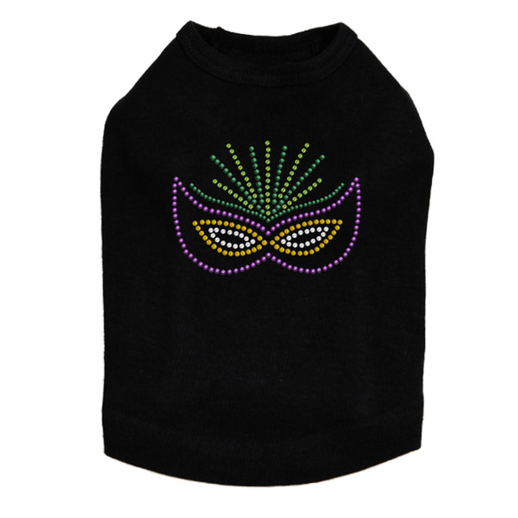 Mardi Gras mask dog tank for large and small dogs.