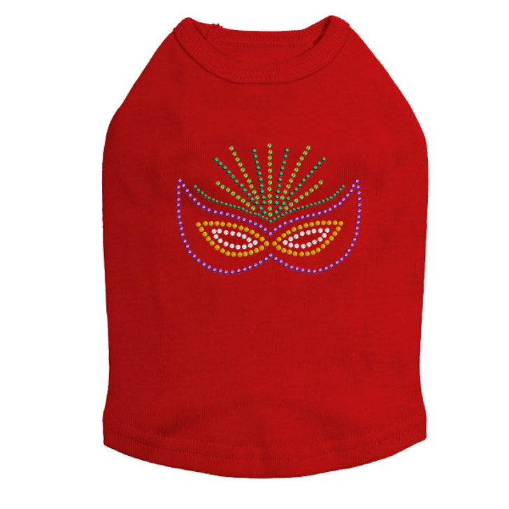 Mardi Gras mask dog tank for large and small dogs.