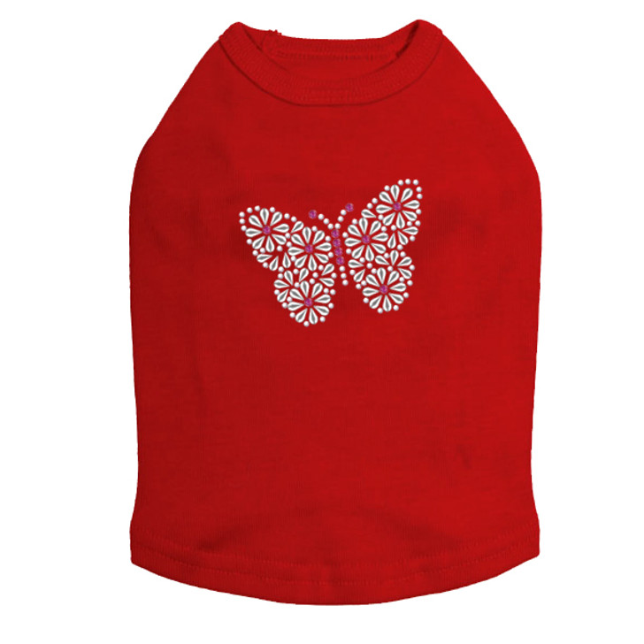 Silver Nailhead Butterfly dog tank for small and large dogs.