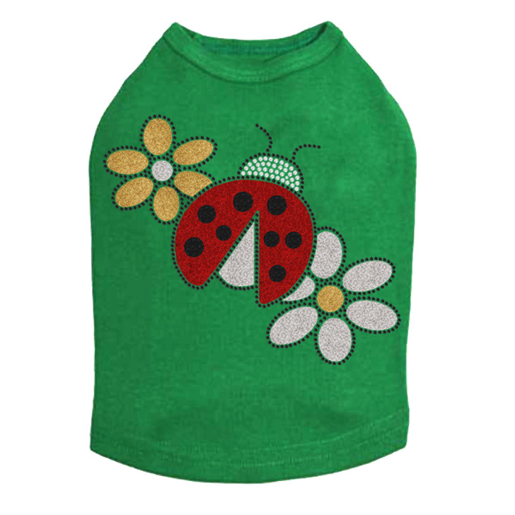 Glitter Ladybug & Daisies dog tank for small and large dogs.