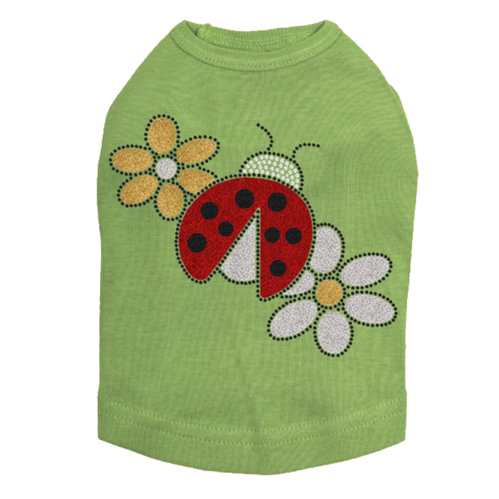 Glitter Ladybug & Daisies dog tank for small and large dogs.