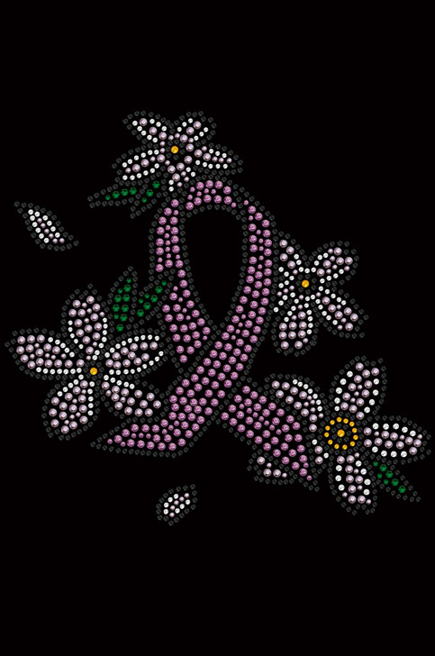Pink Ribbon with Flowers - Women's T-shirt