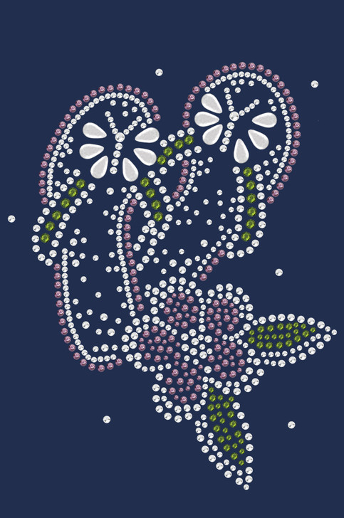 Pink Flip Flops with Flowers - Women's T-shirt