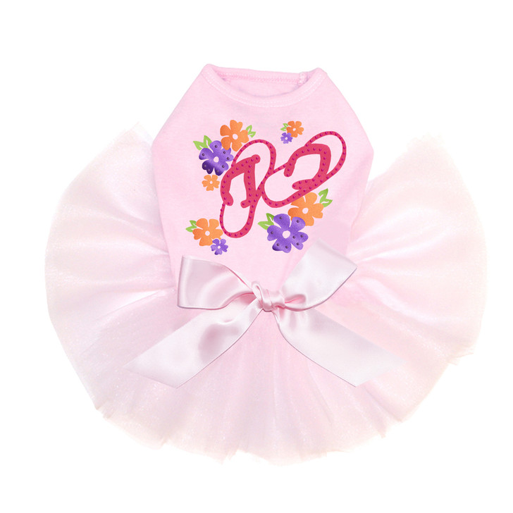 Satin Flip Flops with Flowers Tutu for big and small dogs