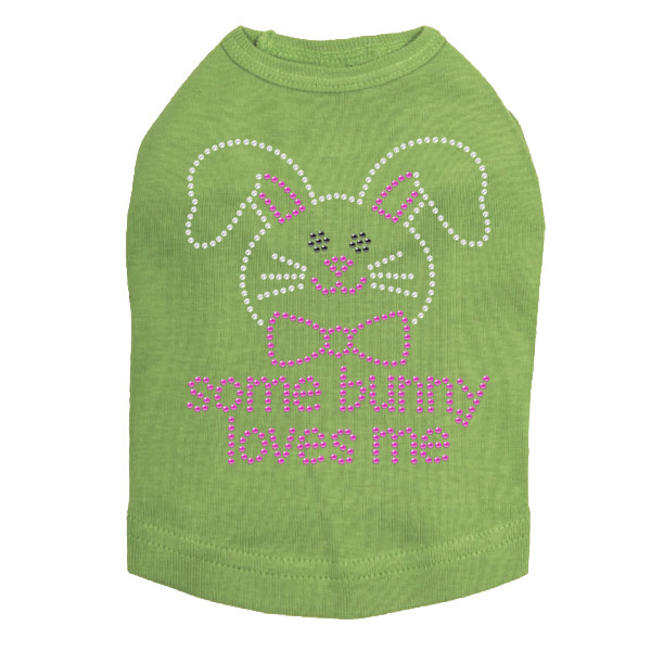 Some Bunny Loves Me (Pink) Rhinestone Dog Tank