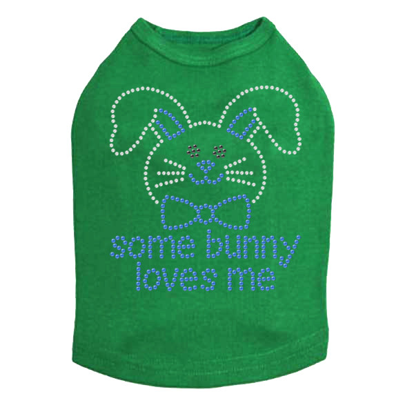 Some Bunny Loves Me (Blue) Rhinestone Dog Tank