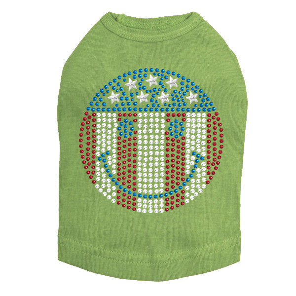 Happy Face Red, White, & Blue rhinestone dog tank for large and small dogs.