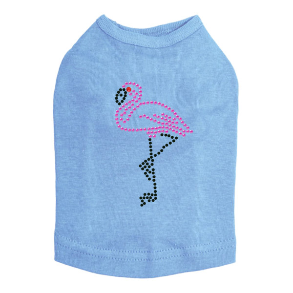Pink Flamingo with Black Legs (Small) Rhinestone Dog Tank