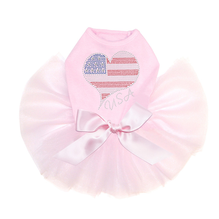 Patriotic American Heart #3 rhinestone dog tutu for large and small dogs.