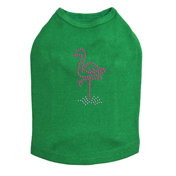 Pink Flamingo in Grass dog tank for small and big dogs