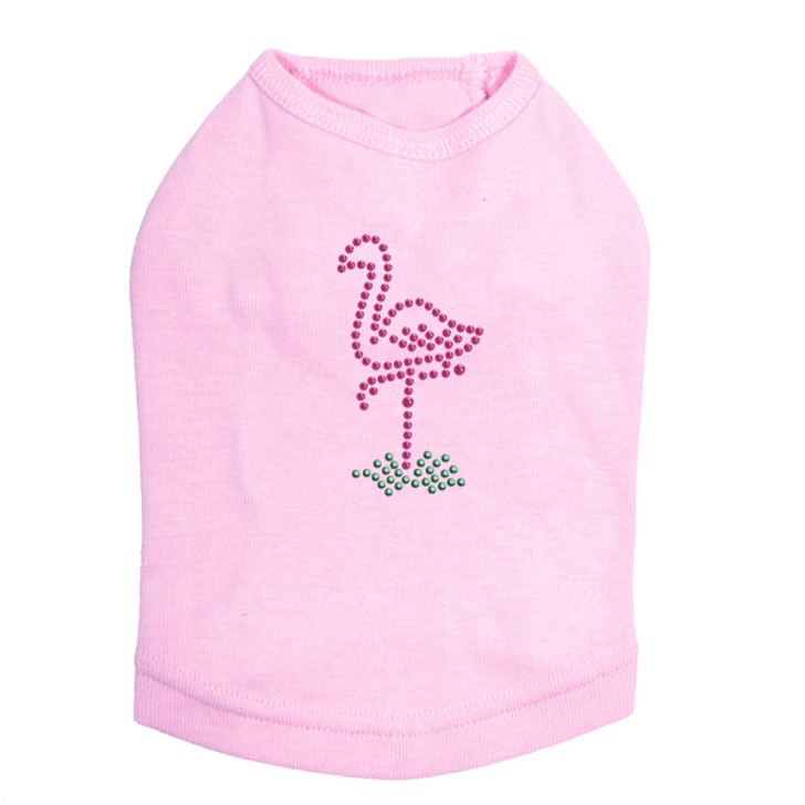 Pink Flamingo in Grass dog tank for small and big dogs