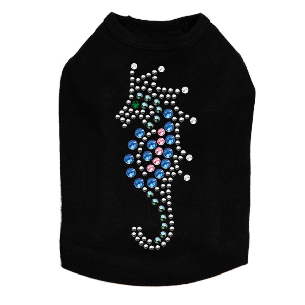Seahorse (Blue) Rhinestone Dog Tank