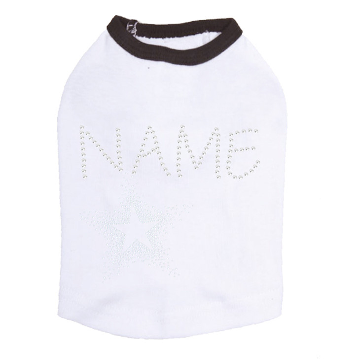 Custom Name or Phrase - Clear Rhinestones - Dog Tank