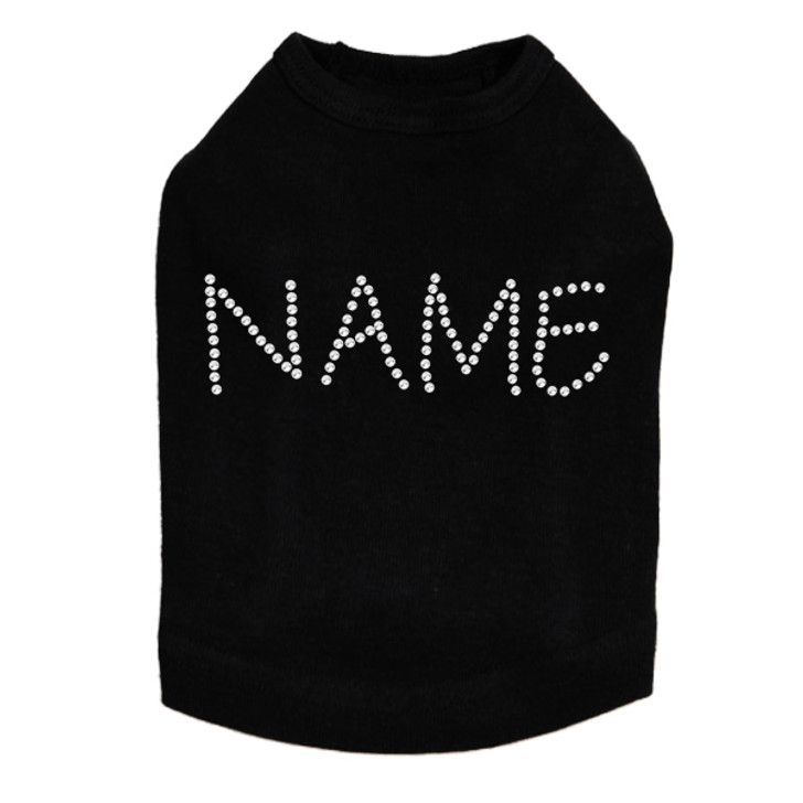 Custom Name or Phrase - Clear Rhinestones - Dog Tank