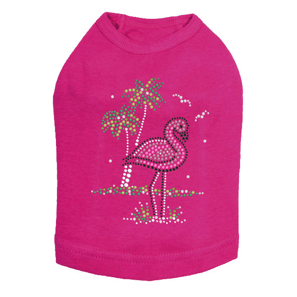 Pink Flamingo with Palm Trees dog tank for small and big dogs
