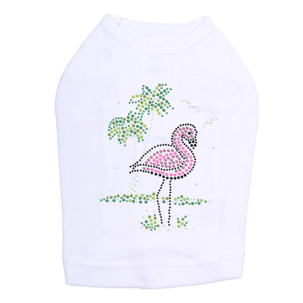 Pink Flamingo with Palm Trees dog tank for small and big dogs