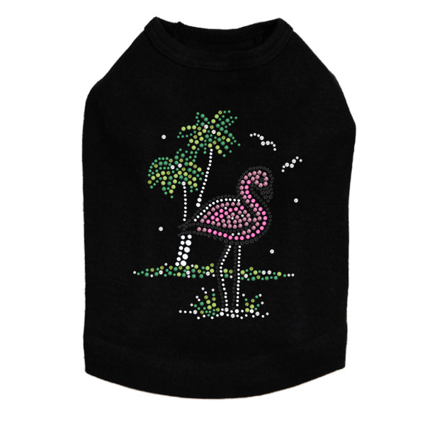 Pink Flamingo with Palm Trees dog tank for small and big dogs