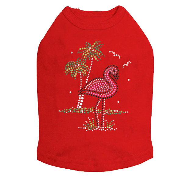 Pink Flamingo with Palm Trees dog tank for small and big dogs