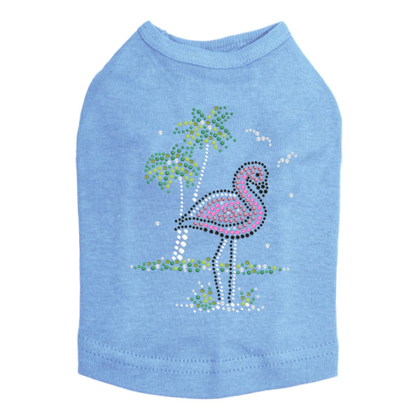 Pink Flamingo with Palm Trees dog tank for small and big dogs