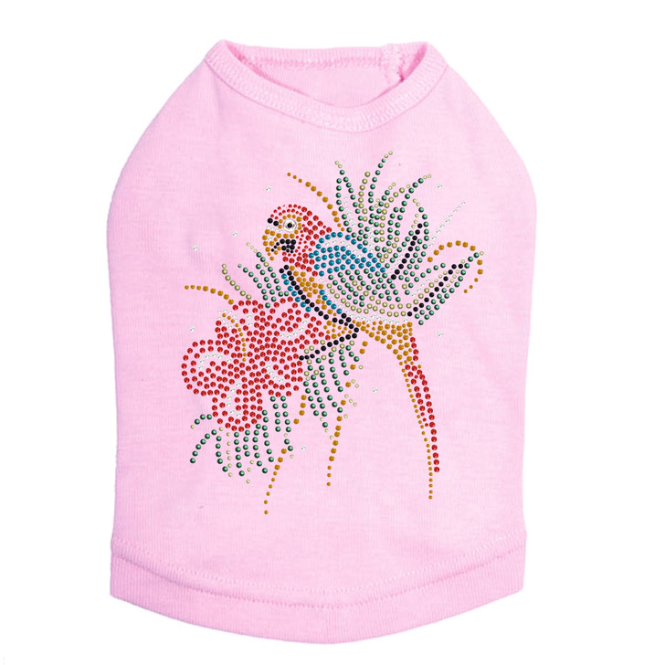 Parrot with Hibiscut dog tank for small and big dogs