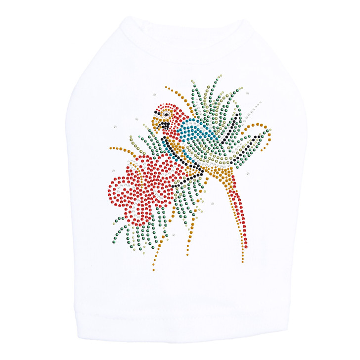 Parrot with Hibiscut dog tank for small and big dogs