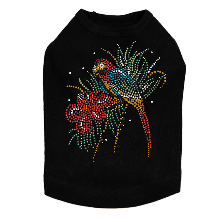 Parrot with Hibiscut dog tank for small and big dogs