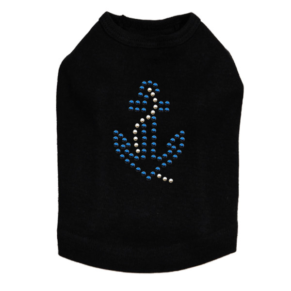 Anchor (Blue) Rhinestone Dog Tank