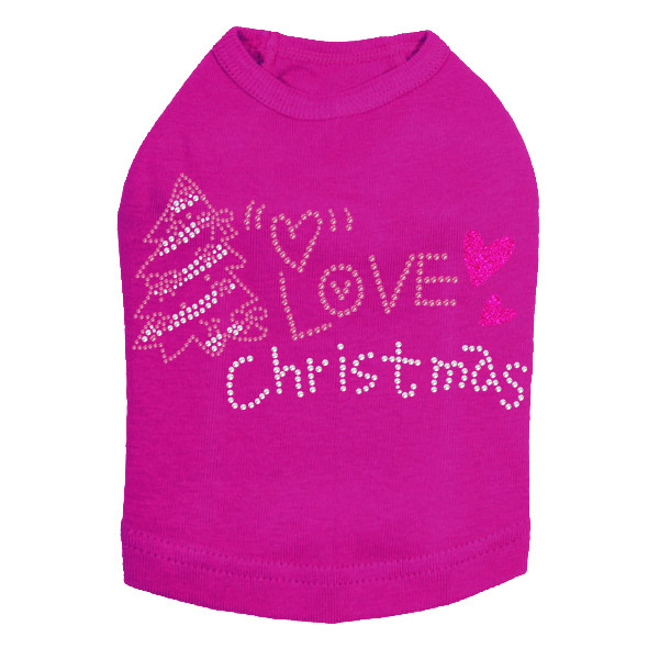 Love Pink Christmas Rhinestone Dog Tank