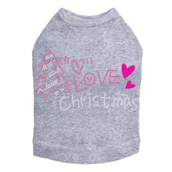 Love Pink Christmas - Gray Dog Tank
