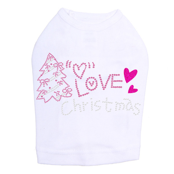 Love Pink Christmas - White Dog Tank