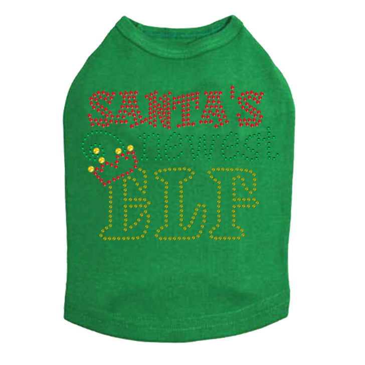 Santa's Newest Elf - Kelly Green Dog Tank