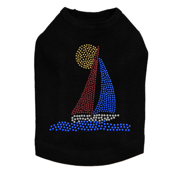 Sailboat - Rhinestud dog tank for small and big dogs
