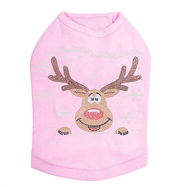 Let it Snow - Red Nose Reindeer Rhinestone Dog Tank