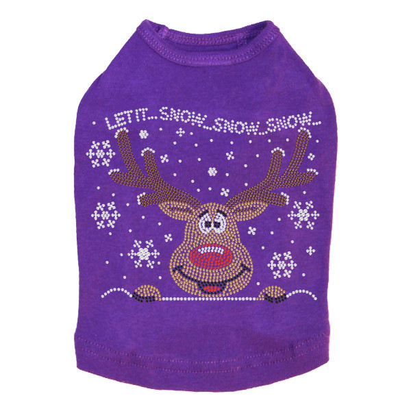 Let it Snow - Red Nose Reindeer - Purple Dog Tank