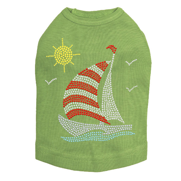 Sailboat - Rhinestone & Nailhead dog tank for small and big dogs