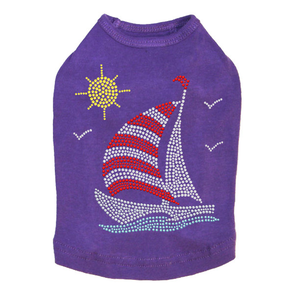 Sailboat - Rhinestone & Nailhead dog tank for small and big dogs