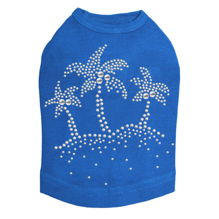 Palm Trees - Silver dog tank for small and big dogs