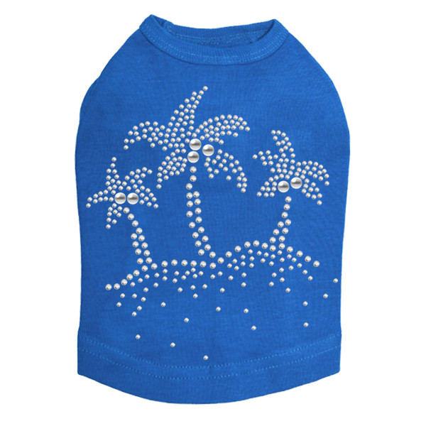 Palm Trees - Silver dog tank for small and big dogs