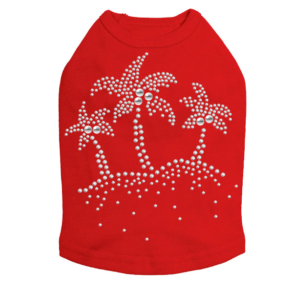 Palm Trees - Silver dog tank for small and big dogs