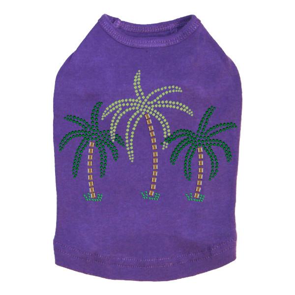 Palm Trees - Green Rhinestones dog tank for small and big dogs