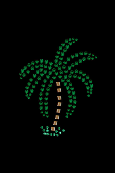 Palm Tree -Green Rhinestones - Small dog tank for small and big dogs