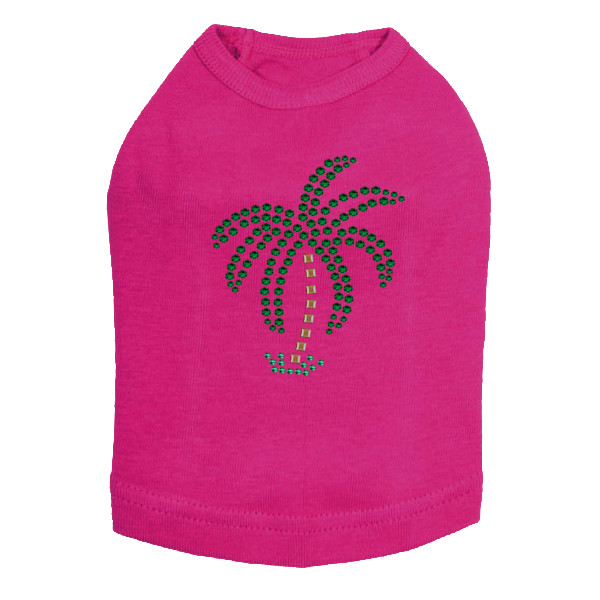 Palm Tree -Green Rhinestones - Small dog tank for small and big dogs