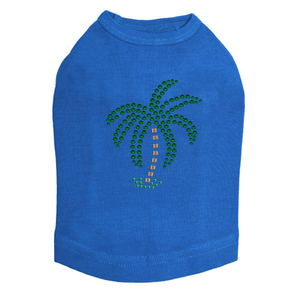 Palm Tree -Green Rhinestones - Small dog tank for small and big dogs