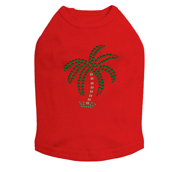 Palm Tree -Green Rhinestones - Small dog tank for small and big dogs