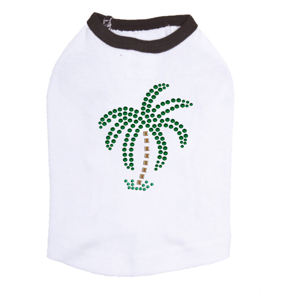 Palm Tree -Green Rhinestones - Small dog tank for small and big dogs