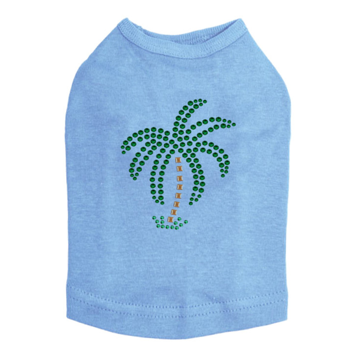 Palm Tree -Green Rhinestones - Small dog tank for small and big dogs