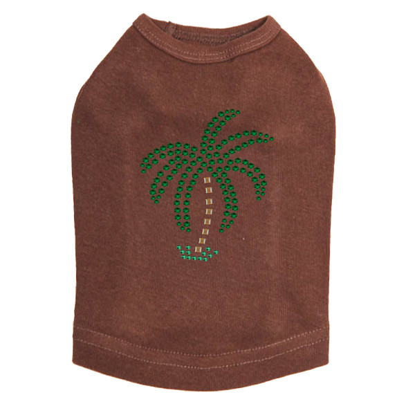 Palm Tree -Green Rhinestones - Small dog tank for small and big dogs